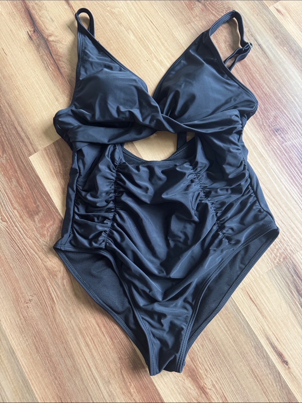 Black Ruched One-Piece Swimsuit